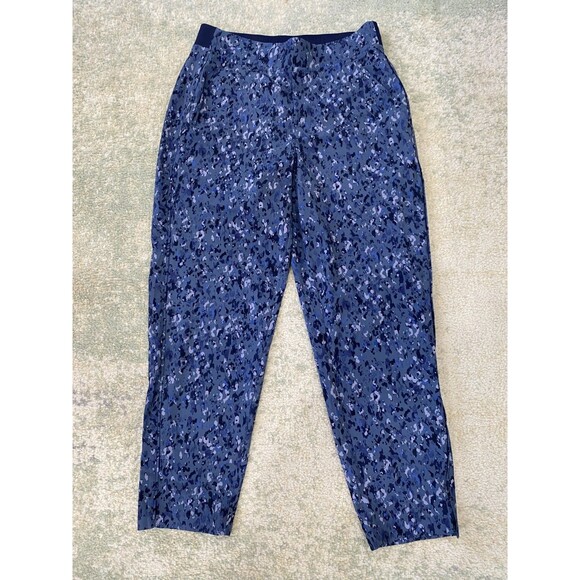 Athleta Womens Size 4/P Brooklyn Mid Rise Featherweight Blue Camo Ankle Trousers - Picture 1 of 8